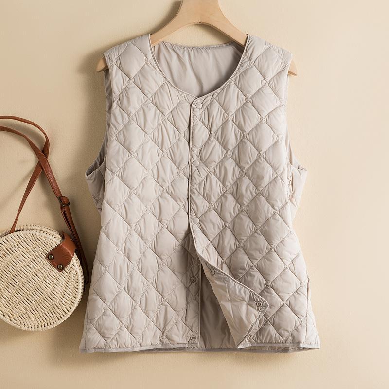 Otoño e Invierno moda rombo abajo Chaleco de algodón de las mujeres versátil ligero Chaleco Corto chaleco cálido abrigo moda image 2