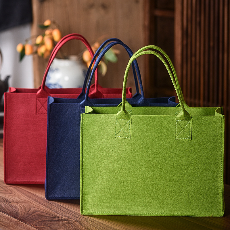 毛毡托特包企业广告礼品手提袋订 做通勤手挽伴手购物袋毛毡包