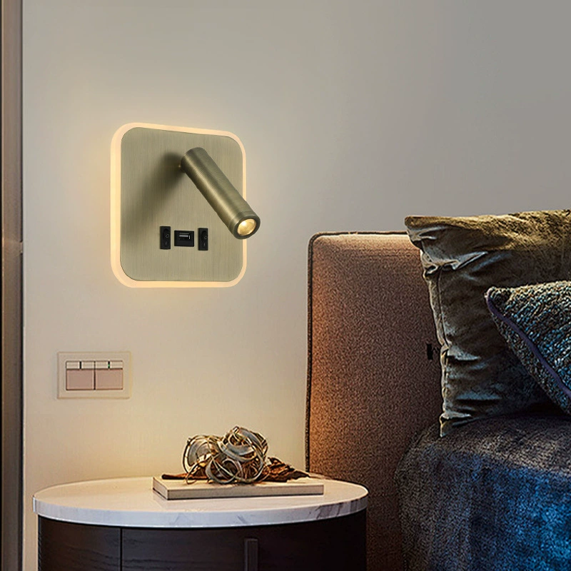 Minimalistic LED reading for hotel, light strip, switch key, sconce for bed
