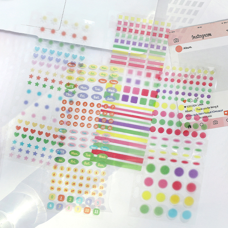 NOTE FOR Flash Sand PET Sticker Sticker Four Seasons Symphony Series Simple DIY Handcart Collage Decoration Sticker