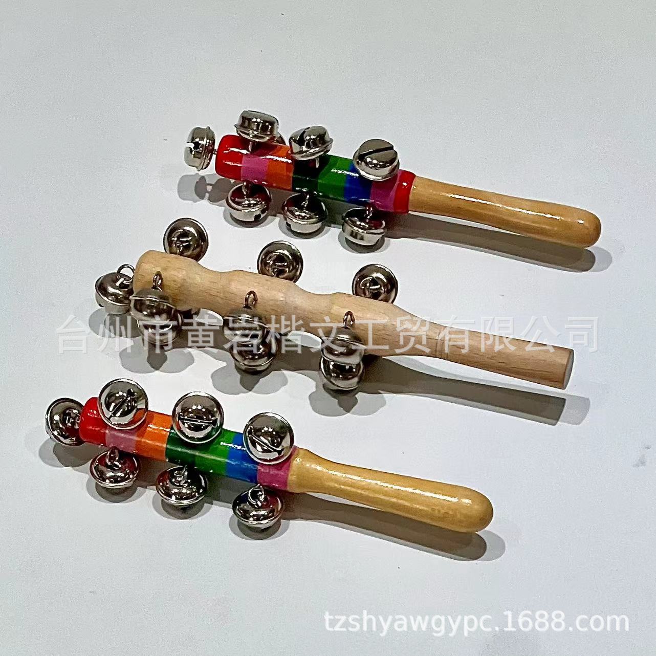 Sonajero de madera para bebé, sonajero de mano colorido, instrumento musical de madera, sonajero arcoíris para niños, campana de cuerda, instrumento musical de educación temprana.