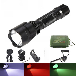 C8 Red Light/Green Light/White Light T6-Q5 Tactical High Light Flashlight Outdoor Bike Lighting Long-range Shooting
