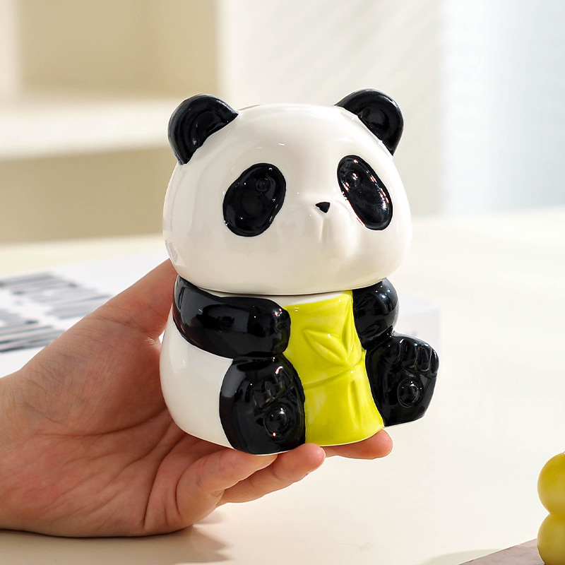 パンダつまようじボックス家庭用ハイエンドセラミックつまようじチューブニッチかわいい綿棒ボックススティックデンタルフロス収納ボックスつまようじ瓶|undefined