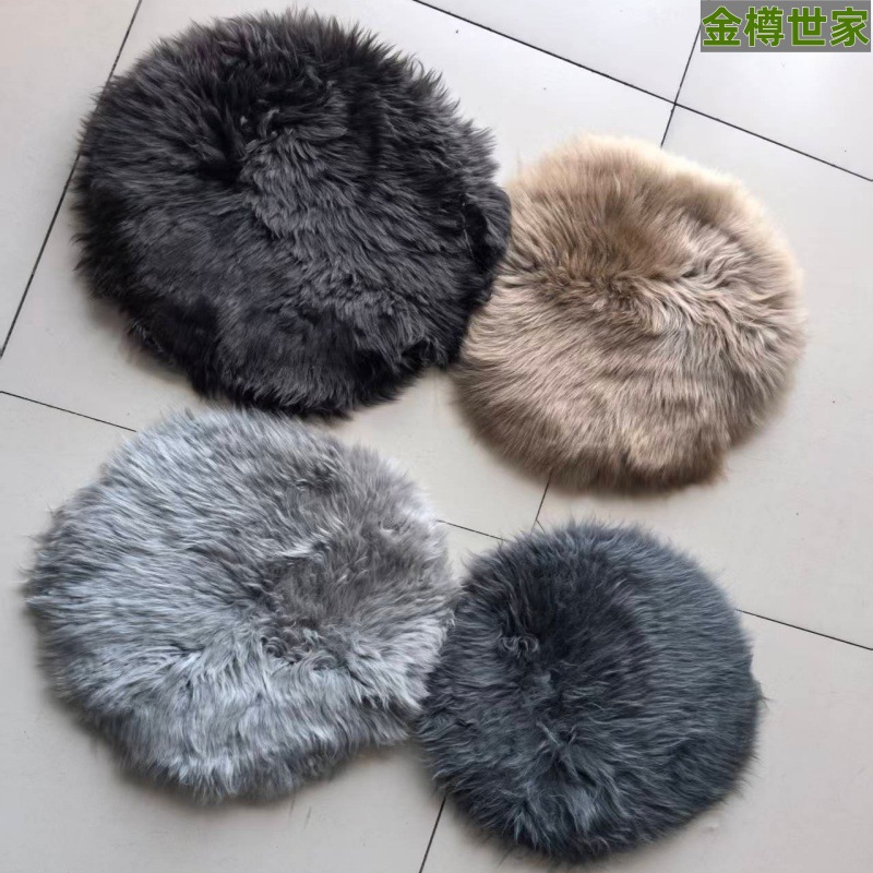 冬季羊毛椅垫羊皮皮毛一体毛垫子椅子座垫汽车坐垫圆形屁垫圆凳垫