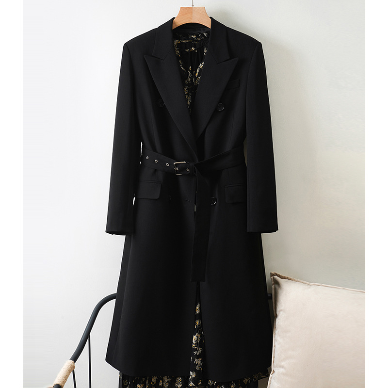 Big Sale Suit Jacket Women's Mid-Length Loose Fit Design Belt British Spring & Fall Outer Wear 1958