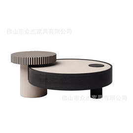 新款简约现代侘寂中古风高低组合爆款茶几客厅家用小户型带抽屉