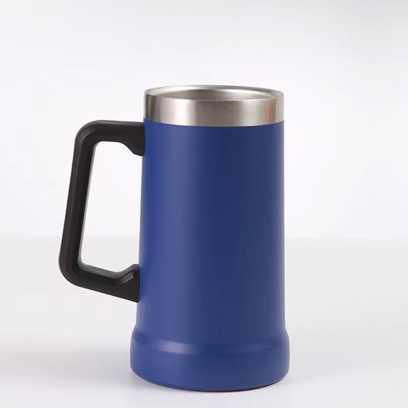 Insulated Stainless Steel Beer Mug With Handle, Large Capacity_voghion.com