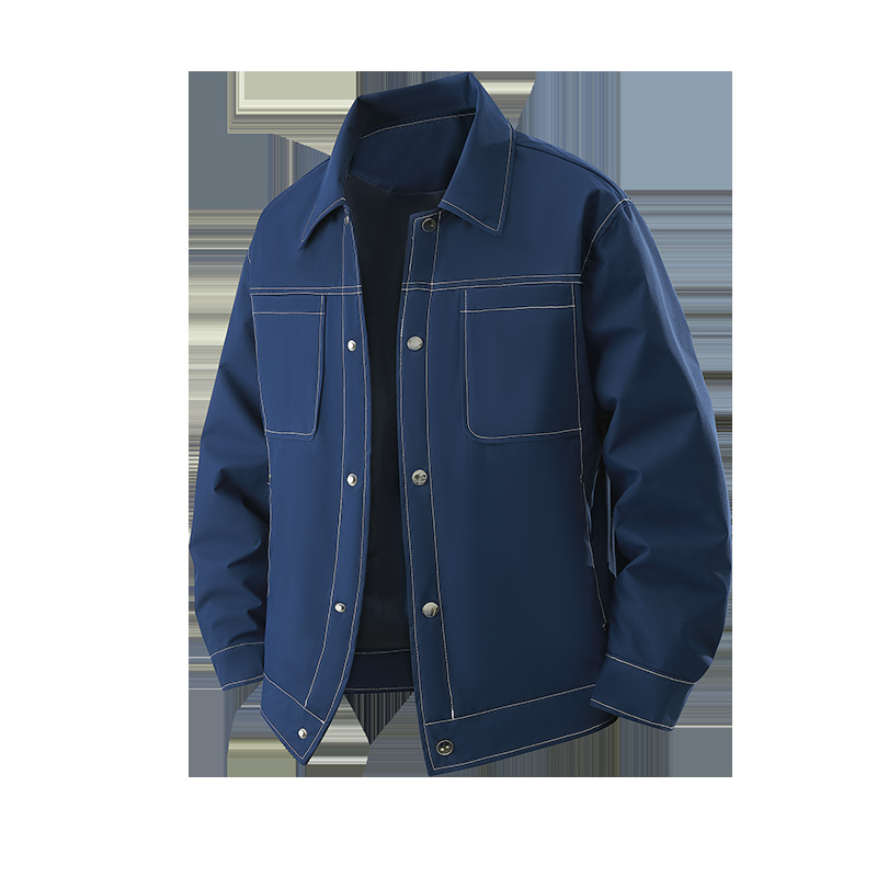 Men's Breathable Waterproof Workwear Shirt Jacket Stand Collar_voghion.com