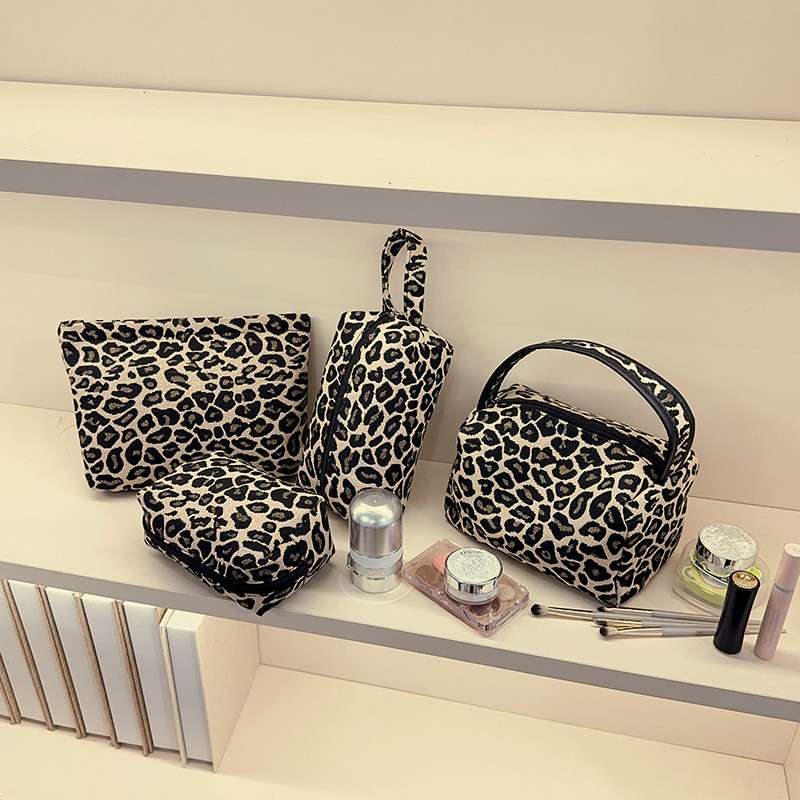 Cross-Border Fashion Leopard Print Large-Capacity Cosmetic Bag Three-Piece Set Portable Travel Toiletry Multi-Functional Storage Bag