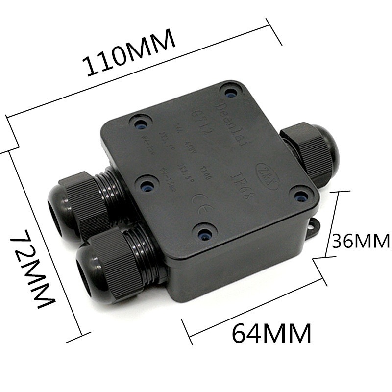 IP68防水接线盒户外路灯电缆接线盒G712三通一进二出端子保护盒