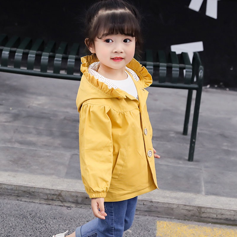 (2개) 여아 윈드브레이커 봄 가을 아동복  스타일리쉬 재킷 2024 신상품 한국판 연꽃잎 칼라 트렌디 코튼 상의