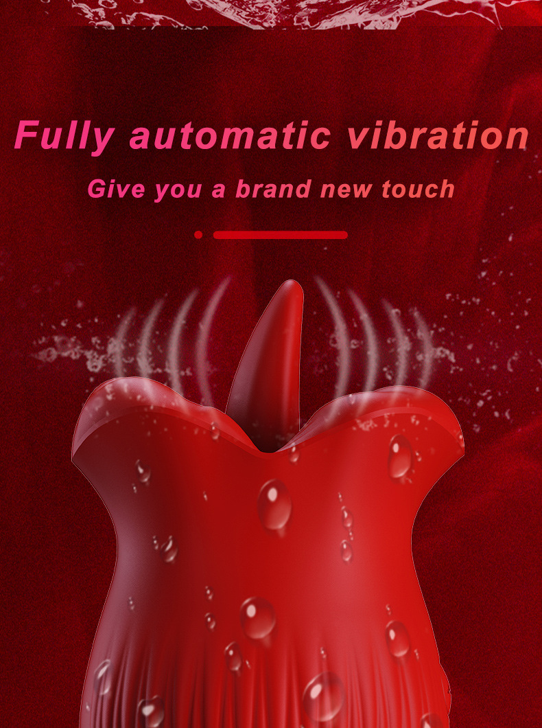 Rose Lip Tongue Licking Vibrator, Purple Silicone & ABS Clitoral Massager for Adults — detail image 3