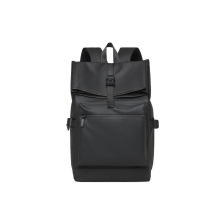 W 22231 Leather film roll top large capacity backpack ƤĤ��
