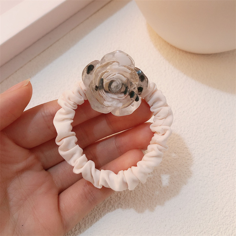 Camellia original anillo de pelo intestino delgado temperamento flor de la niña cuerda de cabeza de banda de goma de alta elasticidad cuerda de pelo universal adornos para el pelo