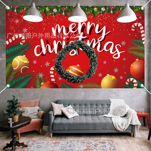 Amazon New Christmas Banner Christmas Background Cloth Santa Claus Decoration Flag Wholesale
