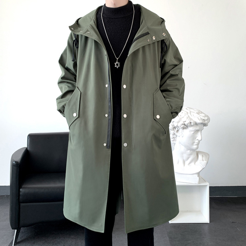 2021 Otoño e Invierno gabardina de hombre abrigo de algodón acolchado para hombre Abrigo acolchado de algodón Comercio exterior transfronterizo gabardina de color sólido cálido con capucha larga para hombre image 9