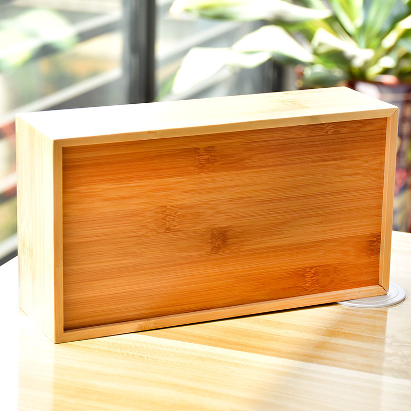 Venta directa de fábrica sala de estar dormitorio simple restaurante Hotel servilleta caja de pañuelos impresa con láser logotipo caja de pañuelos de Bambú