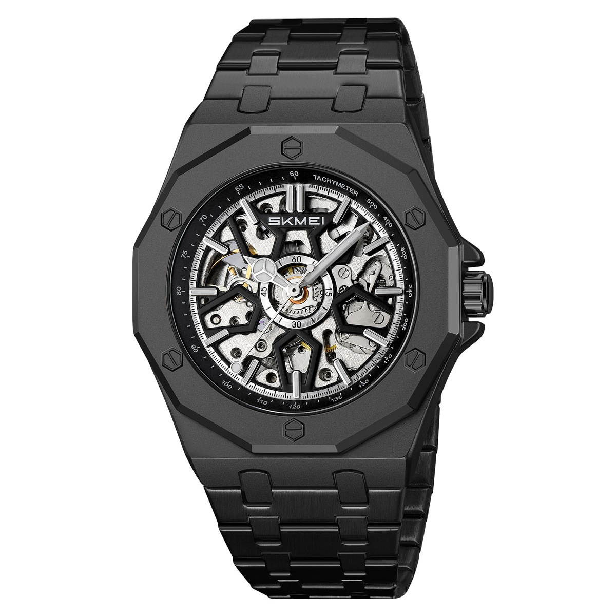 Reloj mecánico agujerado de ocho ángulos al aire libre impermeable relojes de pulsera de hombre al por mayor personalizados en el extranjero suministro especial
