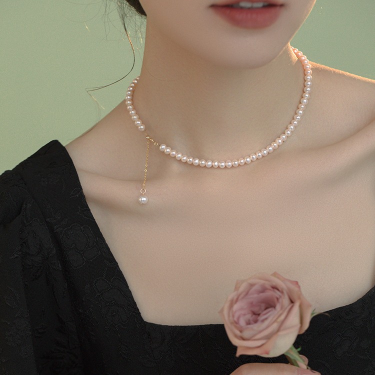 4mm High-Quality Flawless Natural Freshwater Pearl Necklace for Women, Elegant and Versatile, High-Luminous Millet Pearl Clavicle Chain