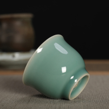 龙泉弟窑青瓷天青釉茶杯陶瓷功夫茶具主人杯品茗杯中式单杯复古风