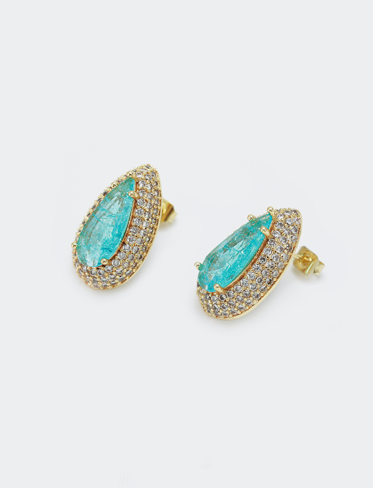 Earrings Classification Housewarming, Anniversary, Business, Wedding, Travel, Birthday, Festival Occasion Wholesale Earrings Drip Rainbow Gradient Color Gold-plated Zircon Earrings