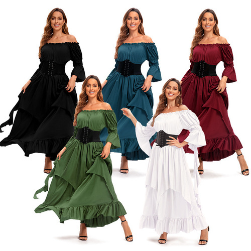 European and American adult women's multi-color dresses medieval clothing party dance stage performance costumes for women