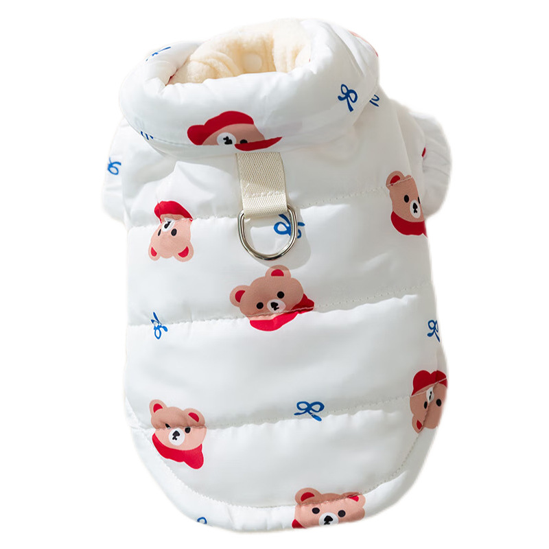 Japonés y coreano lindo estilo coreano Otoño e Invierno perro lindo oso completo impreso ropa de algodón acolchado mascota gato ropa de peluche caliente