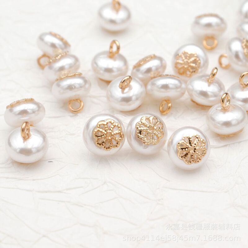 Round Pearl Button Chiffon Shirt Cardigan Hanfu Cheongsam Chanel Dress Metal Hand Stitched Button Button Round Pearl Button Chiffon Shirt Cardigan Hanfu Cheongsam Chanel Dress Metal Hand Stitched Button Button