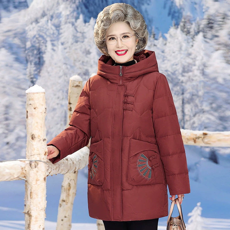 Бабушка зимний пуховик средний и пожилой белый утиный бархат теплый толстый пиджак для пожилых людей