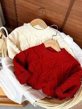 儿童红色毛衣2024年秋冬季新款男孩过年服童装宝宝内搭针织衫上衣