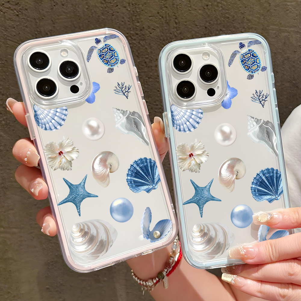 珍珠贝壳适用iphone14plus防撞壳女生苹果15/16pro手机壳唯美13硬