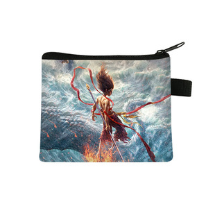 Cross-border New Nezha Printed Children's Coin Purse Student Portable Card Bag Coin Key Storage Bag Polyester Wallet