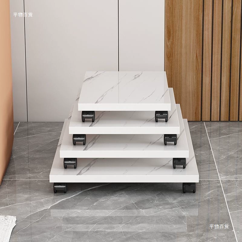 Подвижная подставка для цветочных горшков прямоугольной формы с универсальными колесами и прочной деревянной опорой