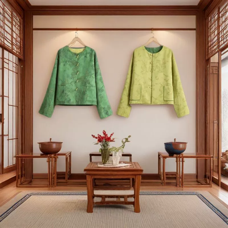 9792 иностранный стиль в китайском стиле | Biluochun. Двустороннее национальное пальто в стиле 2024 новый круглый вырез с длинными рукавами