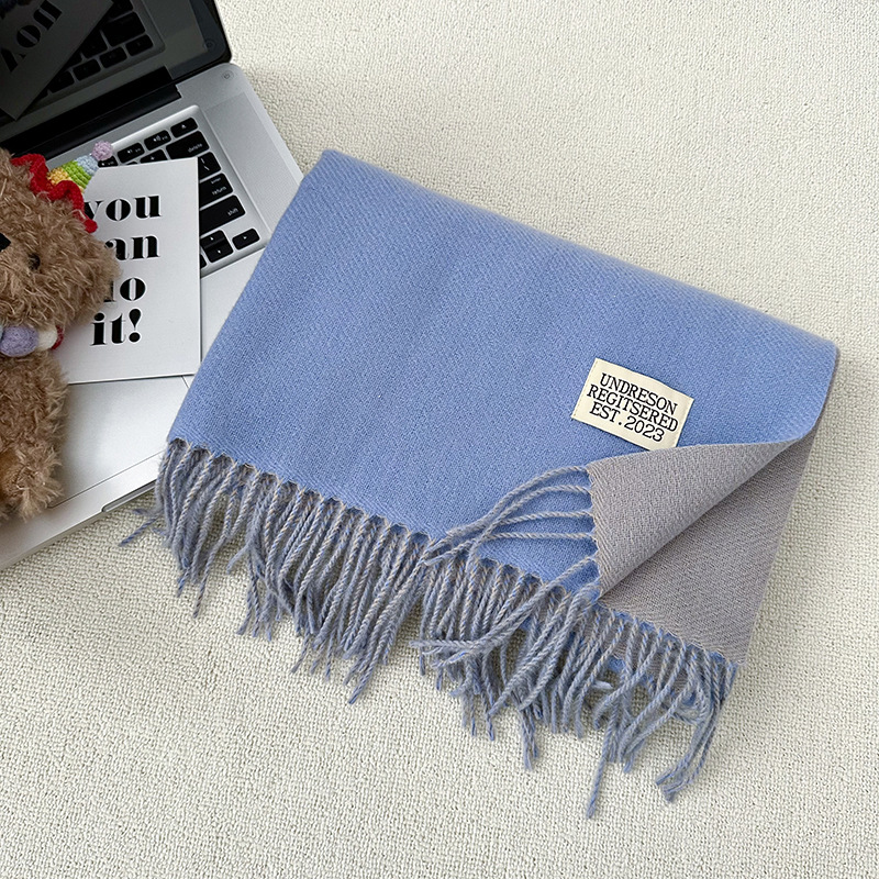 Otoño y invierno bufandas mujeres de imitación de cashmere de color sólido de alto nivel de sensación multifuncional engrosado alargado calentamiento bordas buñuelo al por mayor