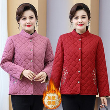 洋气妈妈轻薄新款棉衣外套绣花保暖短款棉袄中老年女装冬季棉服女