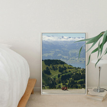 韩系简约小众北欧长椅上的孩子风景客厅装饰画沙发背景挂画现代