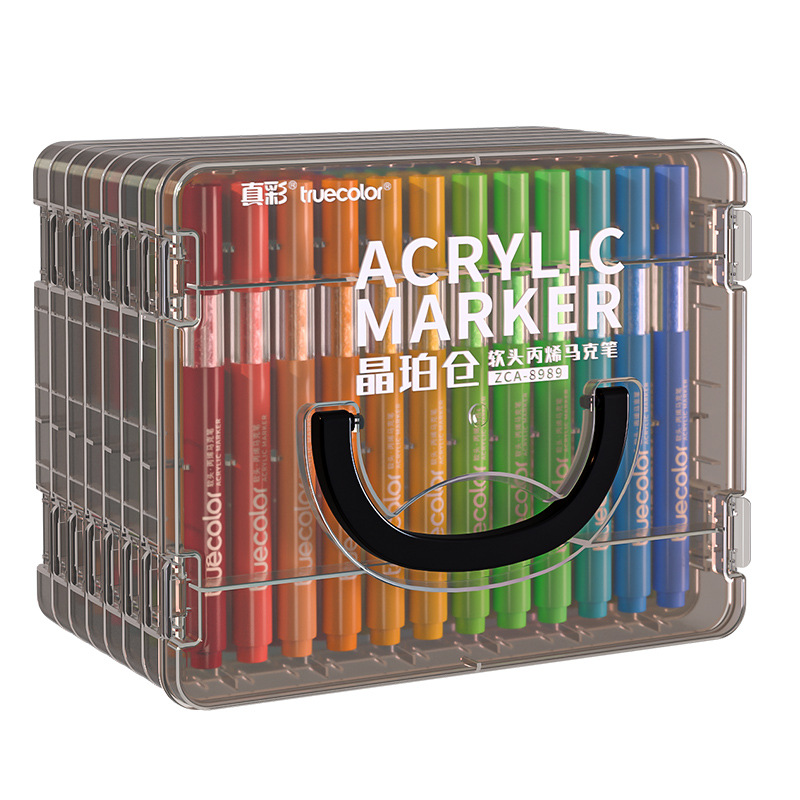 Zhencai Kristallbernstein Lagerkugelschreiber Acrylmarkerstift mit weichem Kopf, undurchsichtig, überlagernde Farben, Kinderkinder-Kunstmalerei-Stiftset