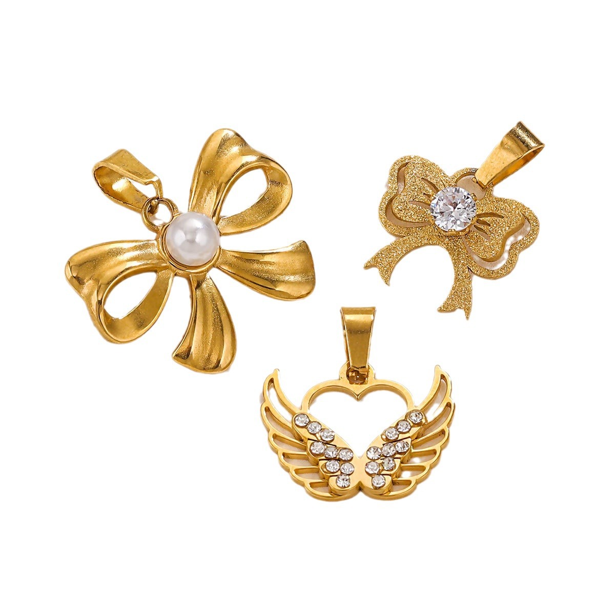 Europa y los Estados Unidos red collar de arco de acero inoxidable 18K oro chapado damas simple DIY es accesorios colgante