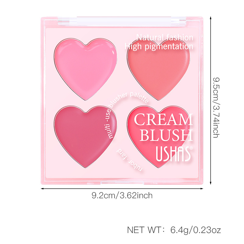 USHAS venta caliente transfronteriza amor reparación color mate rubor crema de rubor natural de cuatro colores al por mayor