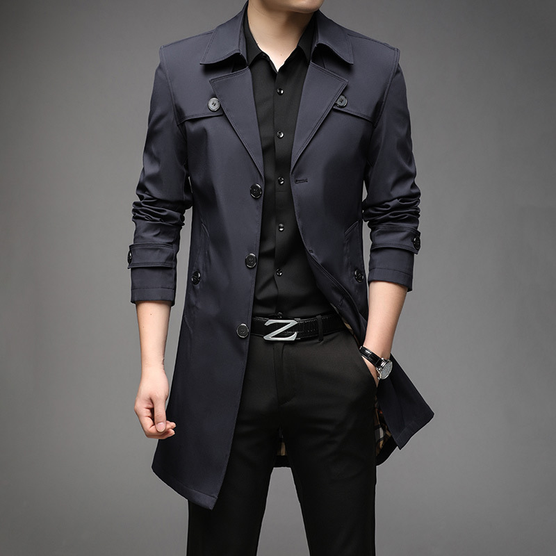 2024 Spring Large Top Men's Youth Solid Color Light Luxury Mid Length Men's Coat 17 Colors_voghion.com