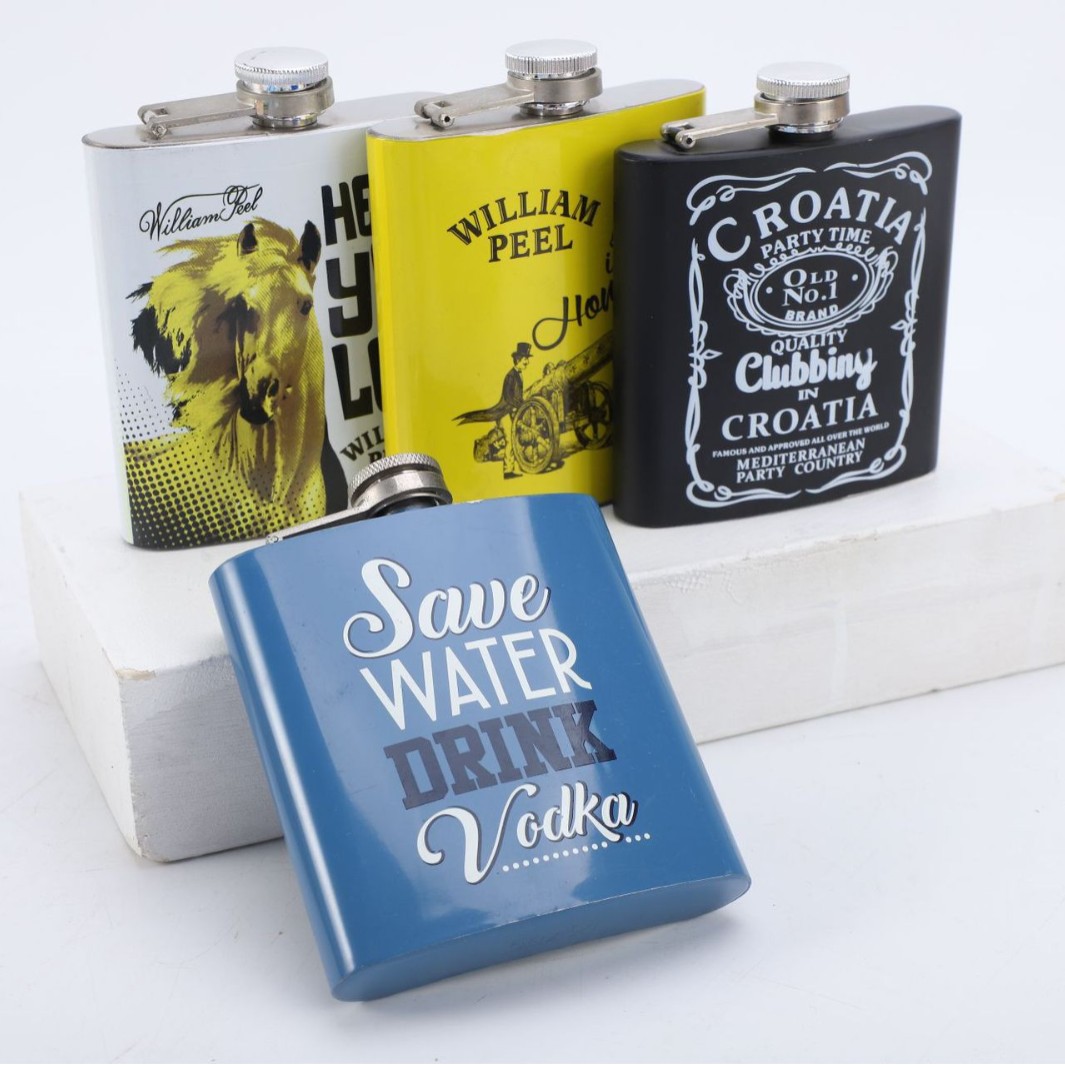 304不锈钢水贴酒壶厂家专供新款户外随身便携白酒瓶创意女士酒瓶