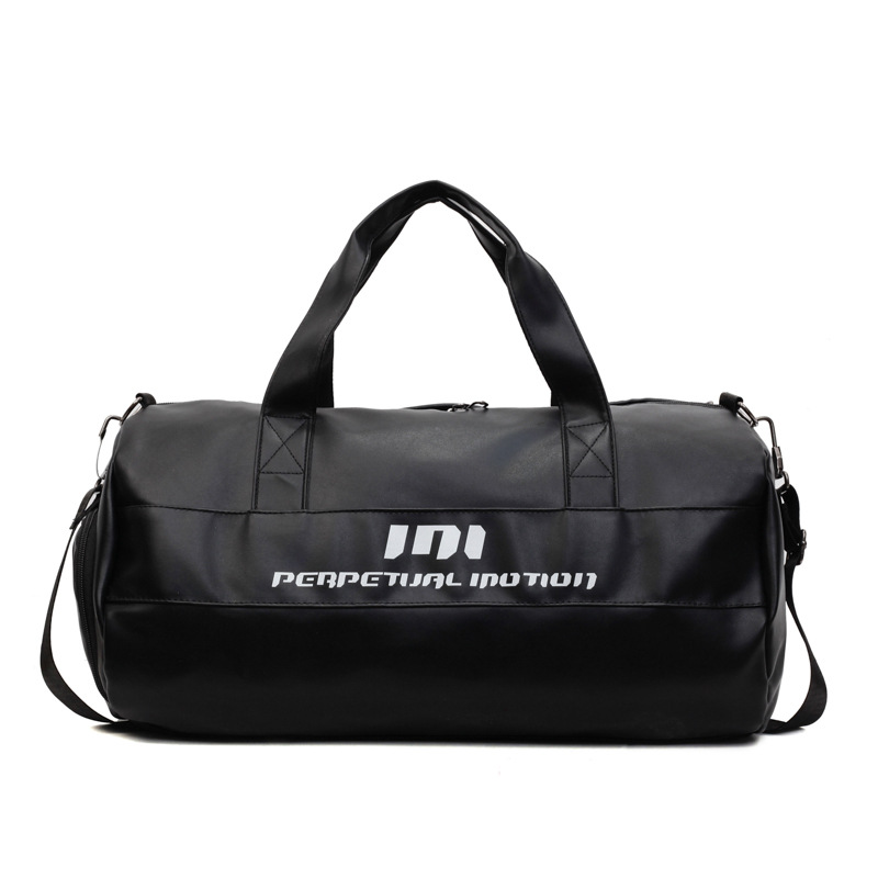 Large Capacity Dry-Wet Separate Gym Bag, Short Trip Travel Bag with Independent Shoe Compartment, PU Leather Handheld Crossbody Sports Storage Bag - Thumbnail 6