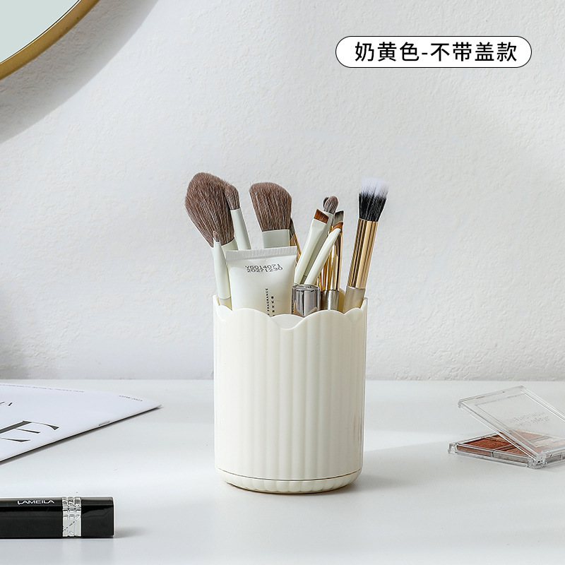 Caja de almacenamiento de cepillo de maquillaje de escritorio lápiz labial de gran capacidad caja de almacenamiento de cosméticos transparente giratoria estante de almacenamiento de artículos