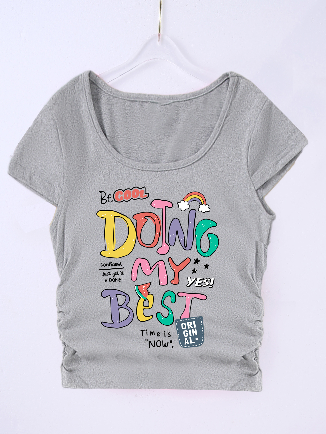 Letter-그레이 티셔츠