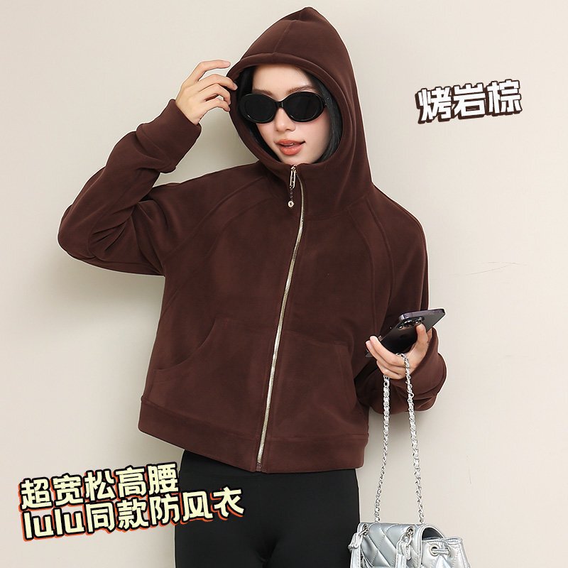 lulu同款scuba短款瑜伽外套女慵懒小个子金拉链开衫连帽运动卫衣|undefined