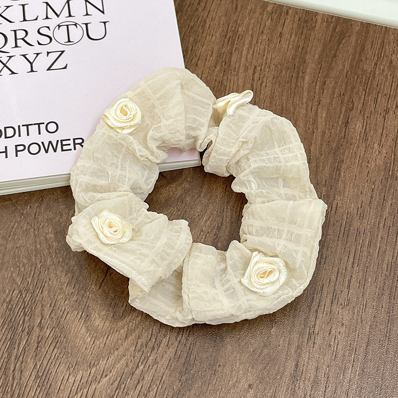 韩风高弹力蕾丝大肠发圈女耐用大方巾头饰皮筋发绳高级感头花发饰|undefined
