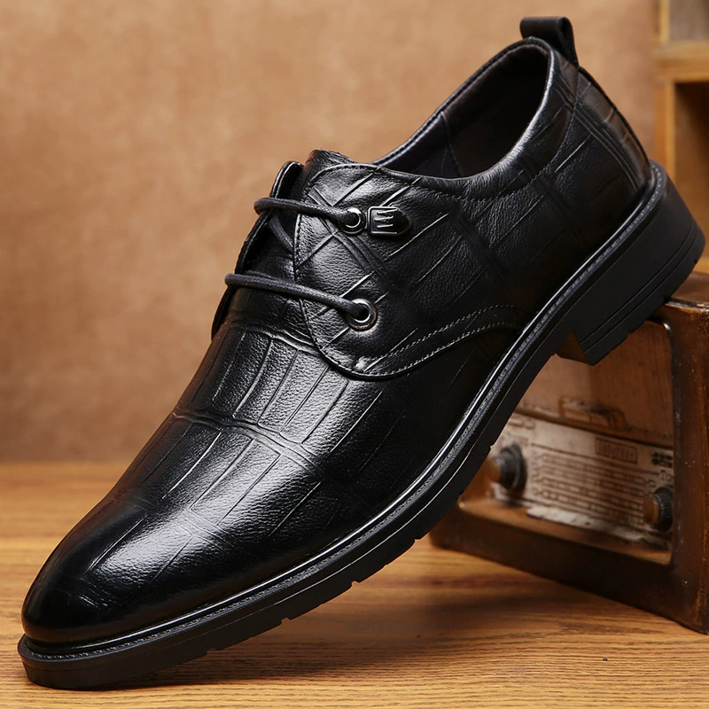 Мужская обувь деловая обувь формальная повседневная обувь Весенняя низкая кружевная кожа с тиснением на голове