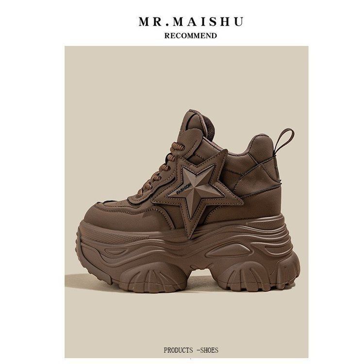 Retro zapatos de papá 2024 nuevo muffin de primavera con suela gruesa hombre pequeño zapatos deportivos casuales de 8 cm de altura para mujeres