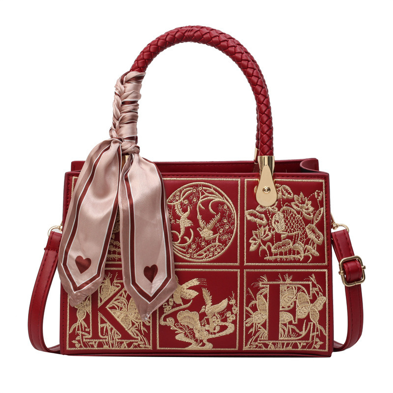 빨간색 실크 스카프 6818